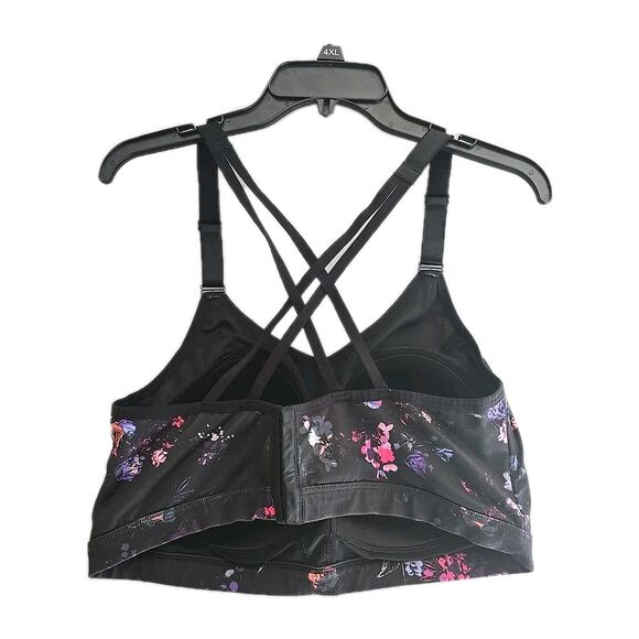 Lane Bryant LIVI Black Floral Athleisure Workout Wire Free Sports Bra Size 44D - Picture 2 of 5